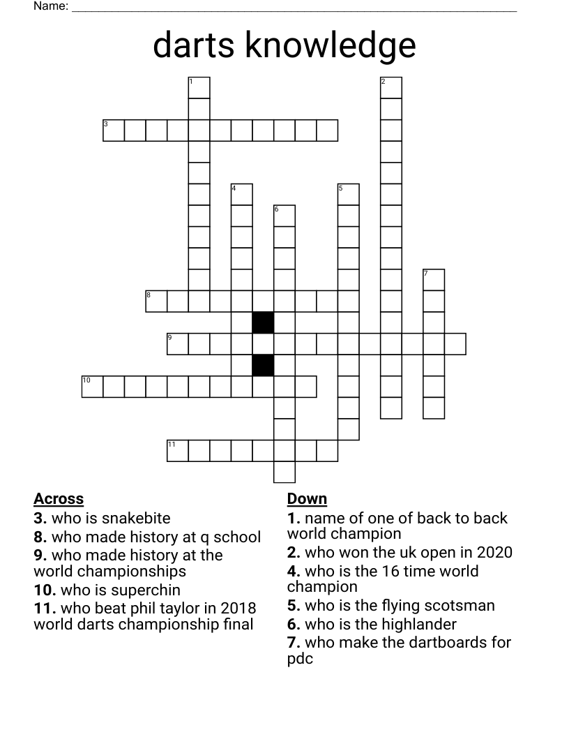 darts knowledge Crossword