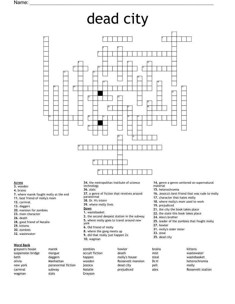 dead city Crossword