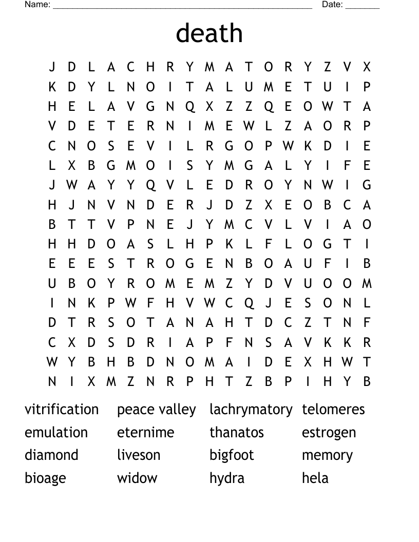 death Word Search
