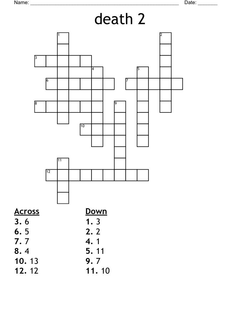 death 2 Crossword