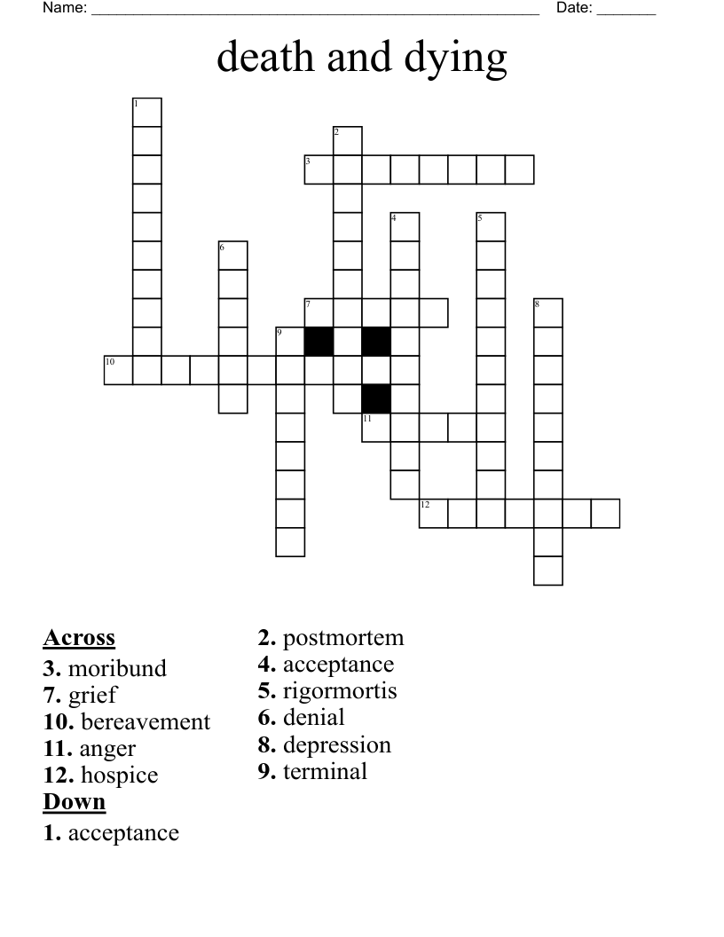 death and dying Crossword