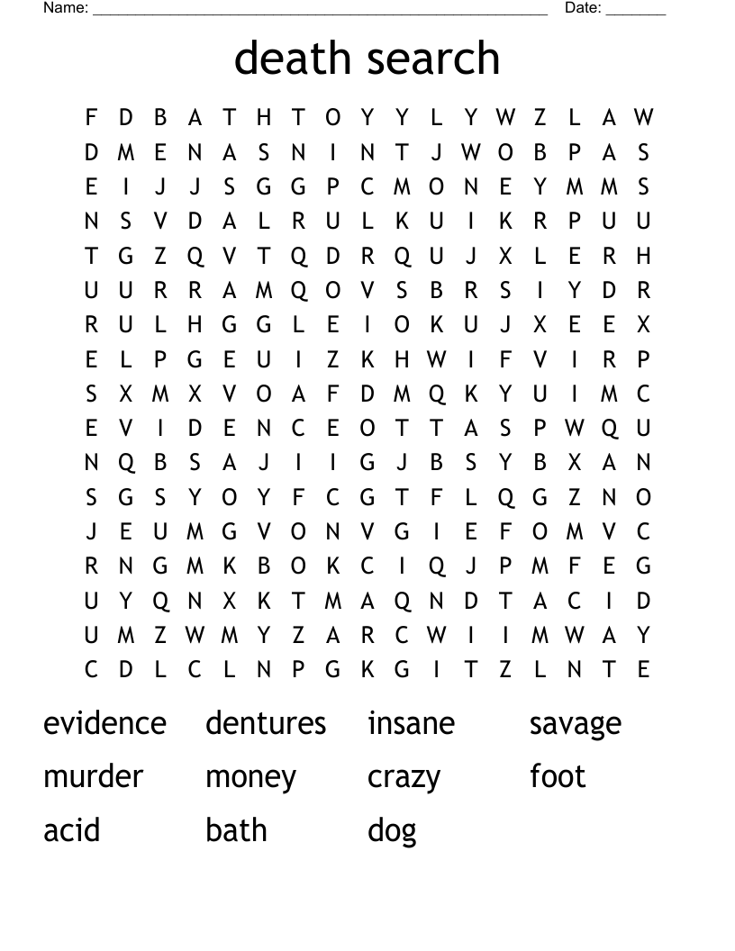 death search Word Search