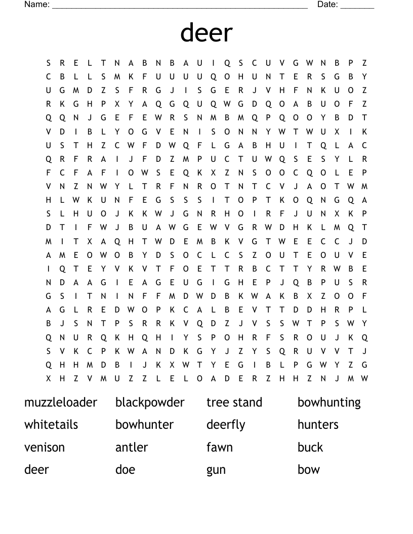 deer  Word Search