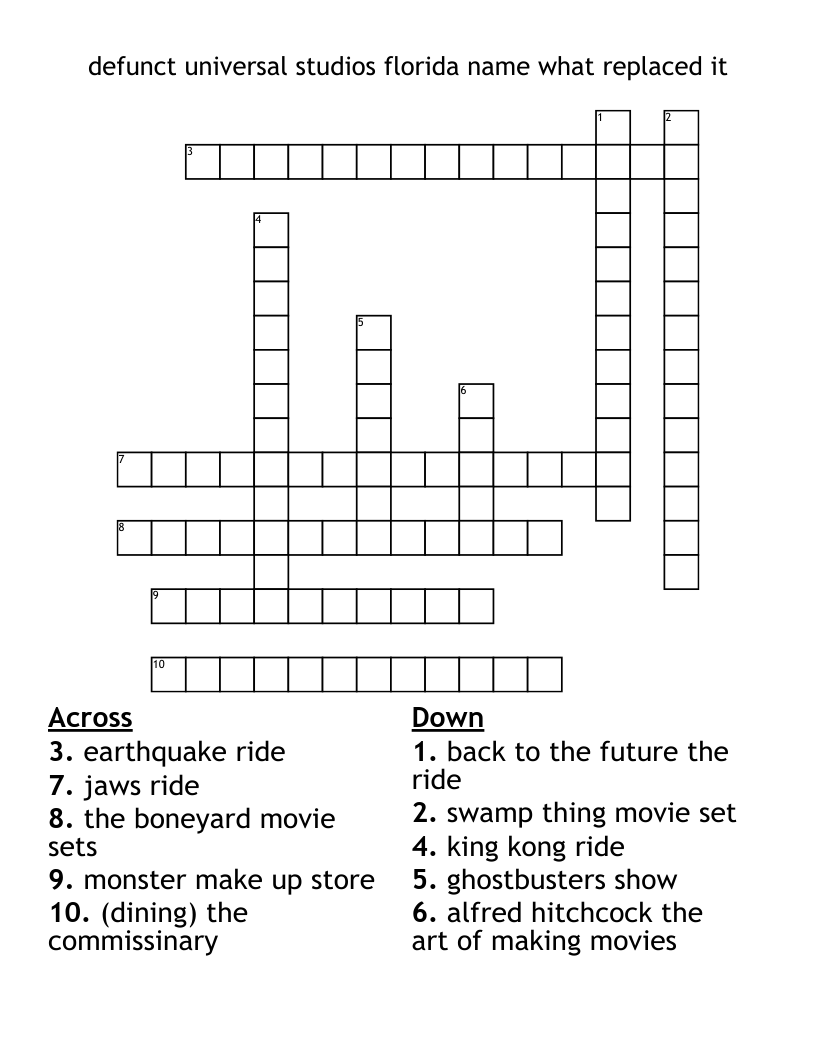 defunct universal studios florida name what replaced it  Crossword