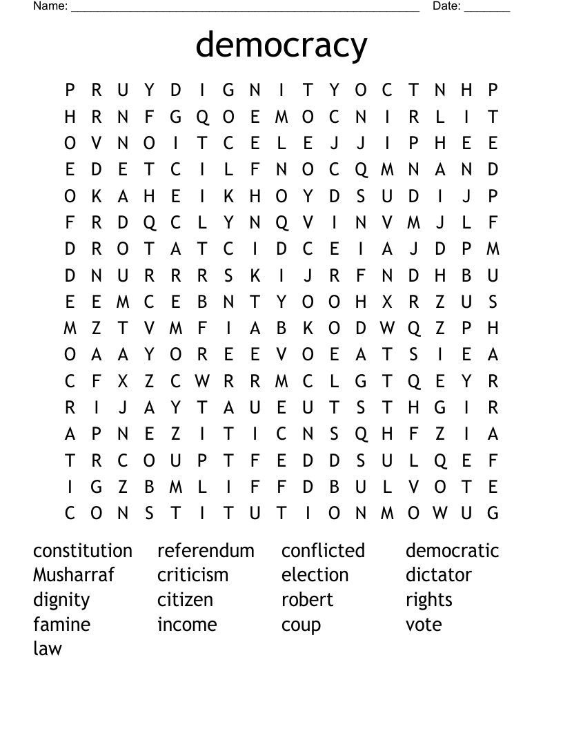 democracy Word Search