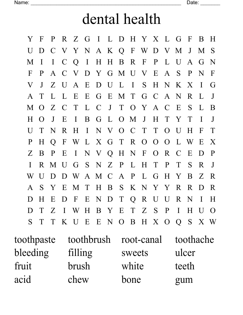 dental health Word Search