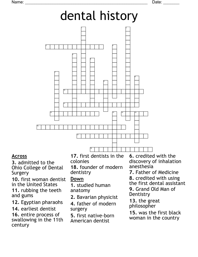 dental history Crossword