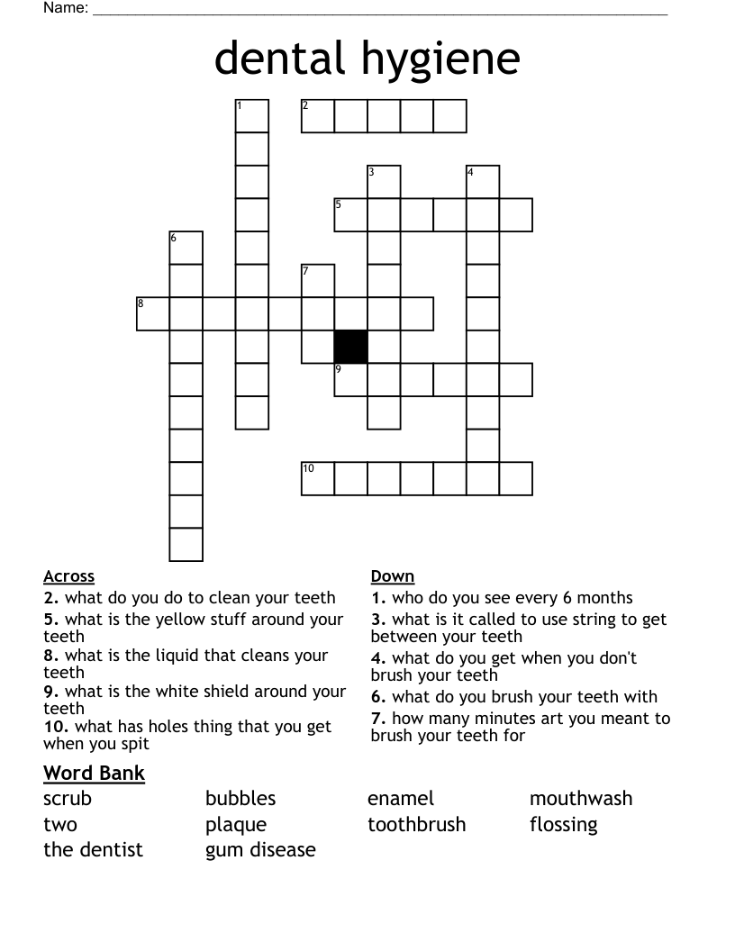 dental hygiene  Crossword