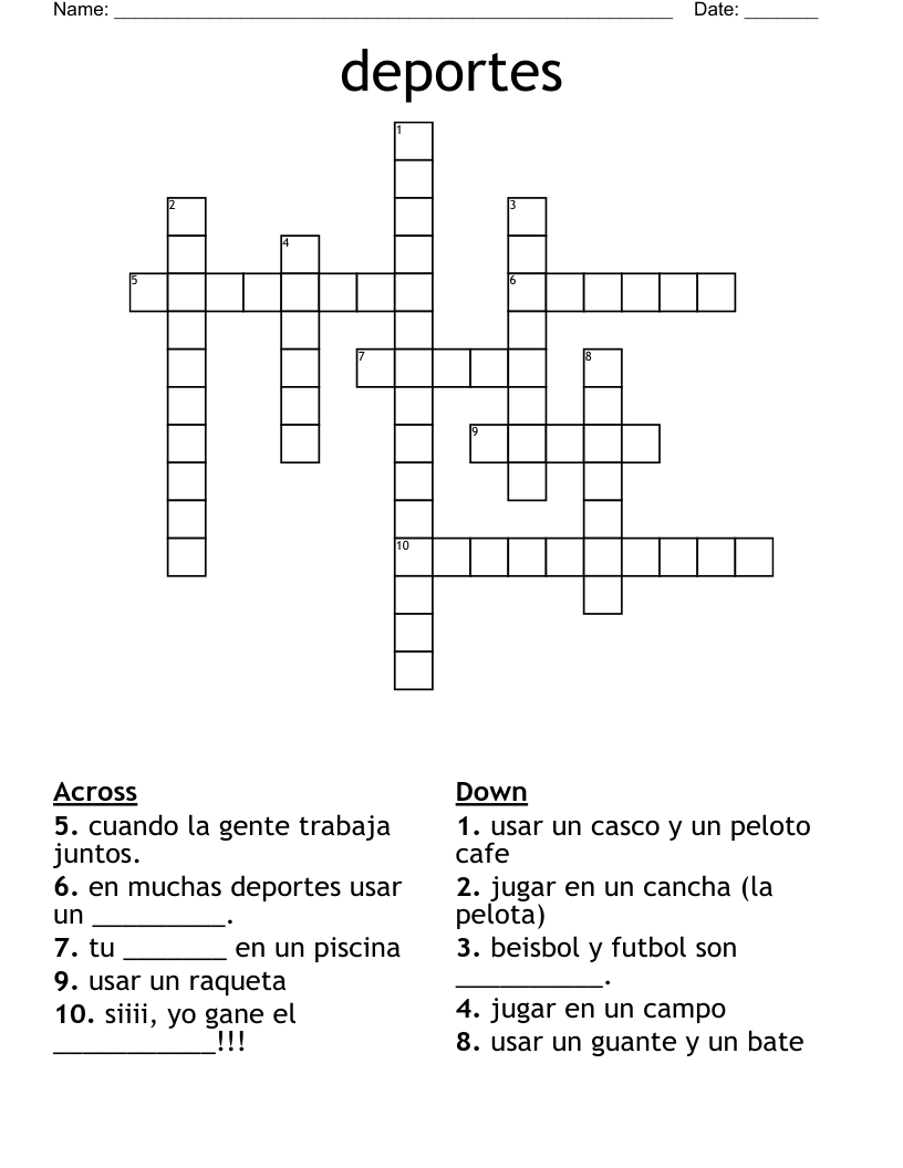 deportes Crossword
