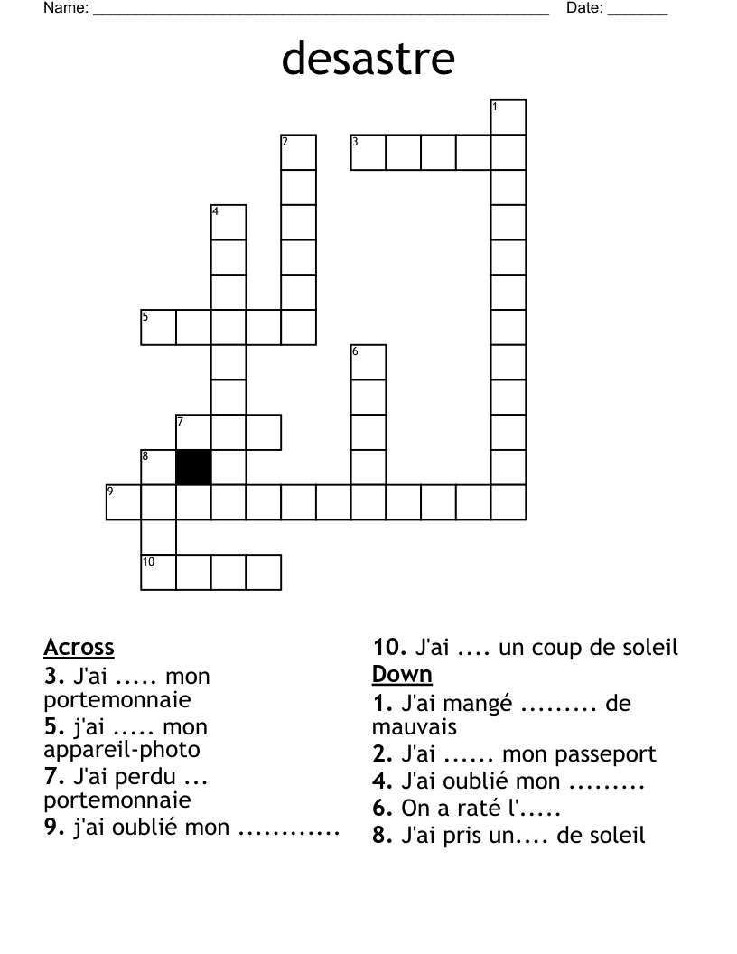 desastre Crossword
