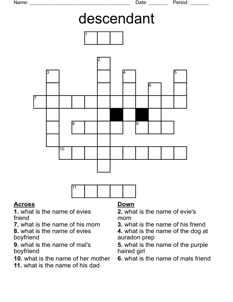 descendant Crossword