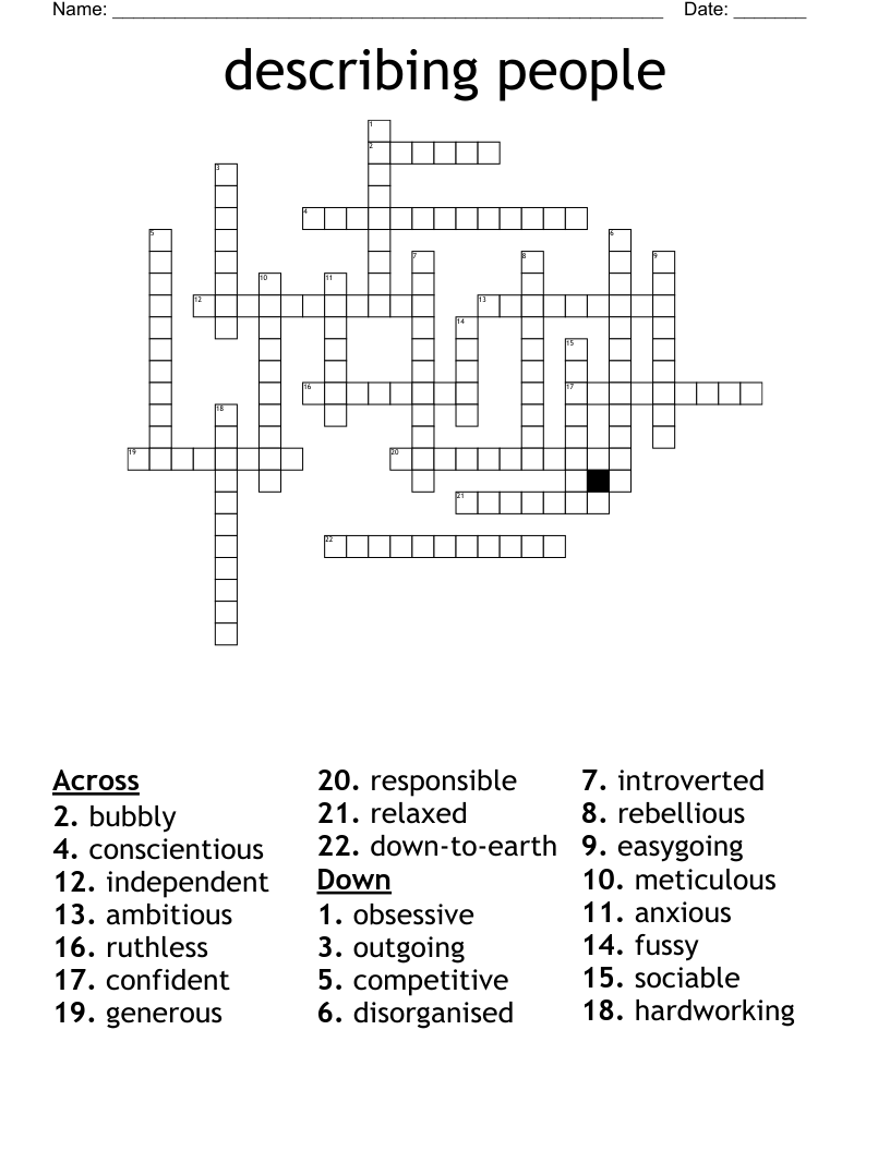 describing people  Crossword