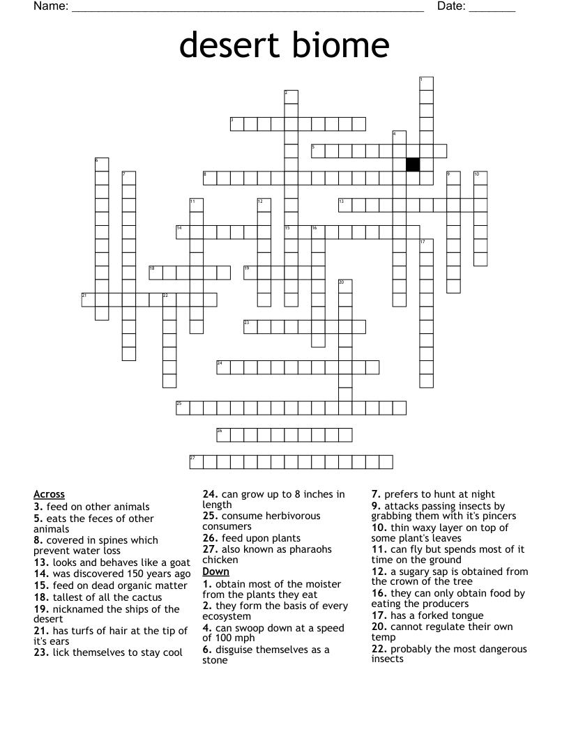 desert biome  Crossword