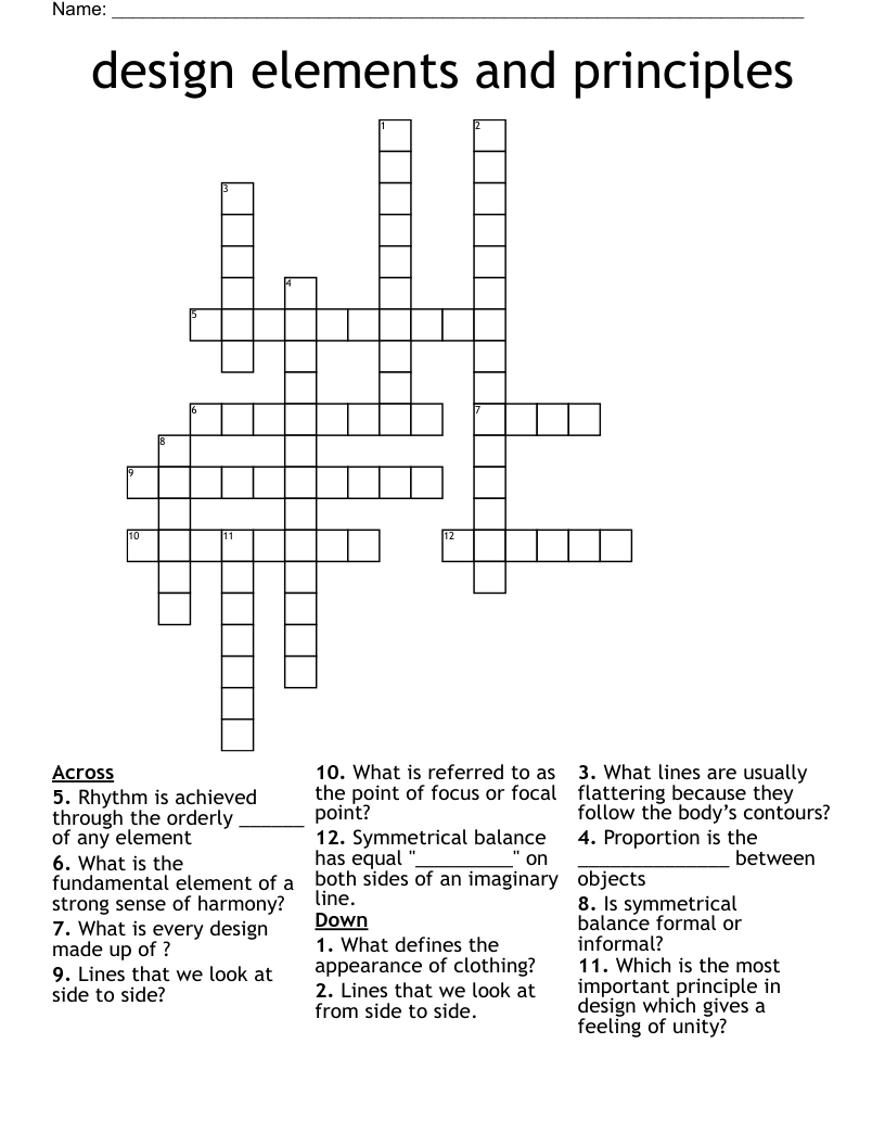 design elements and principles Crossword