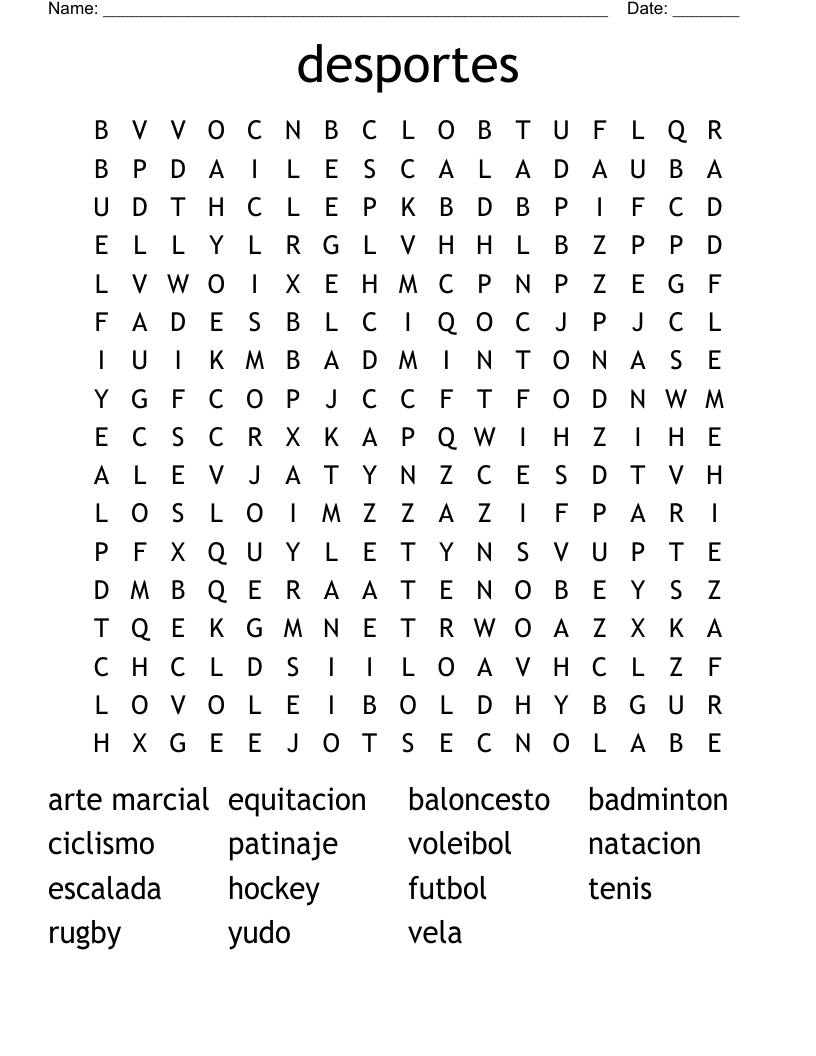 desportes Word Search