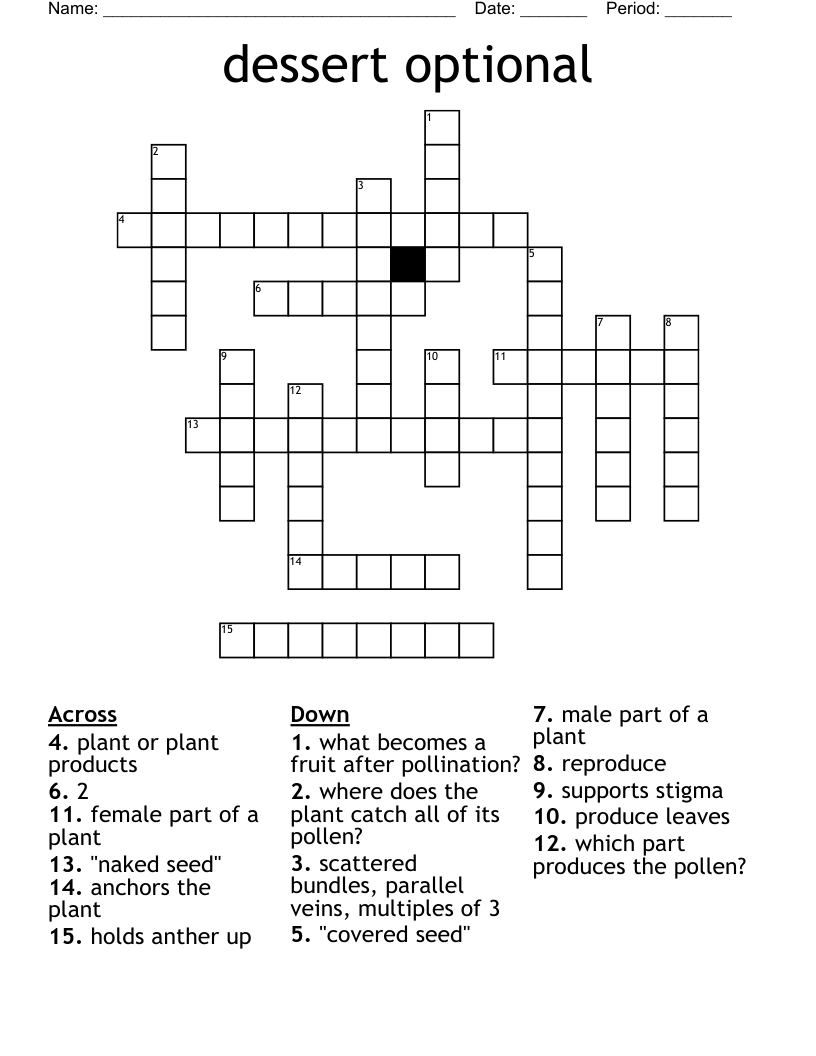 dessert optional Crossword