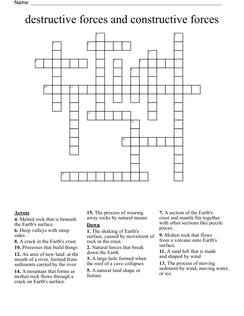 destructive forces and constructive forces Crossword