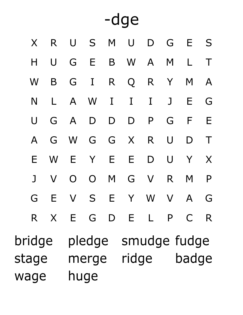 -dge Word Search