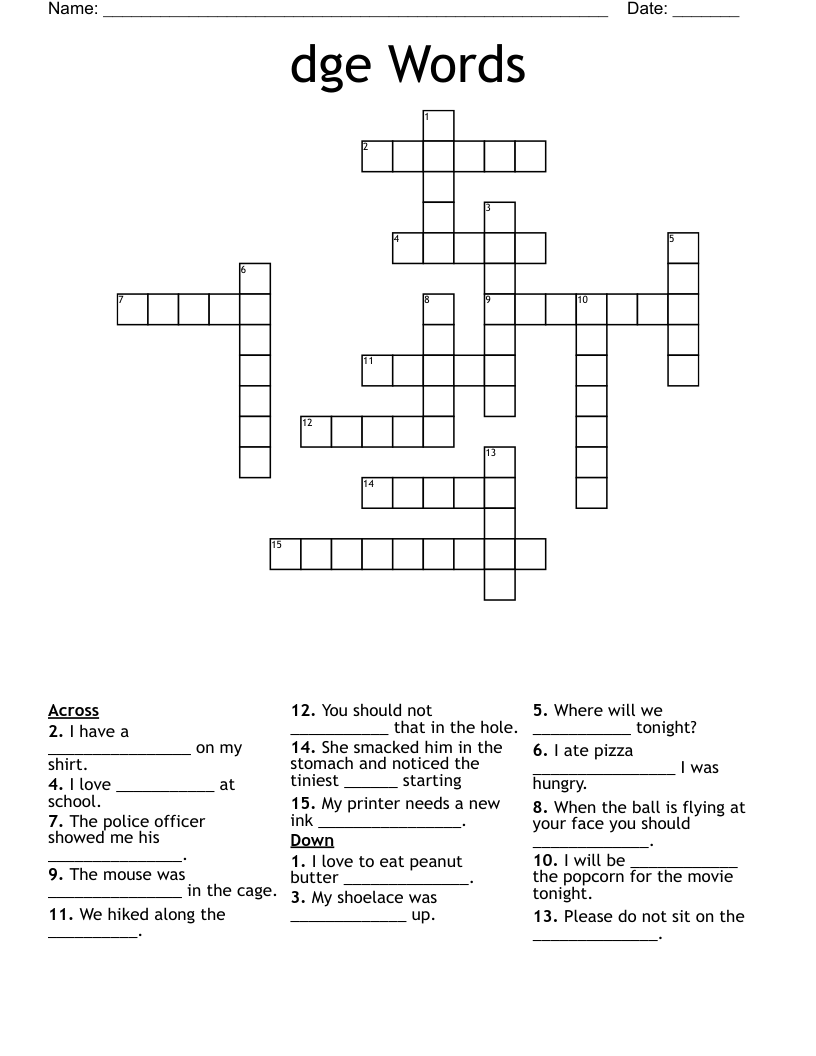 dge Words Crossword