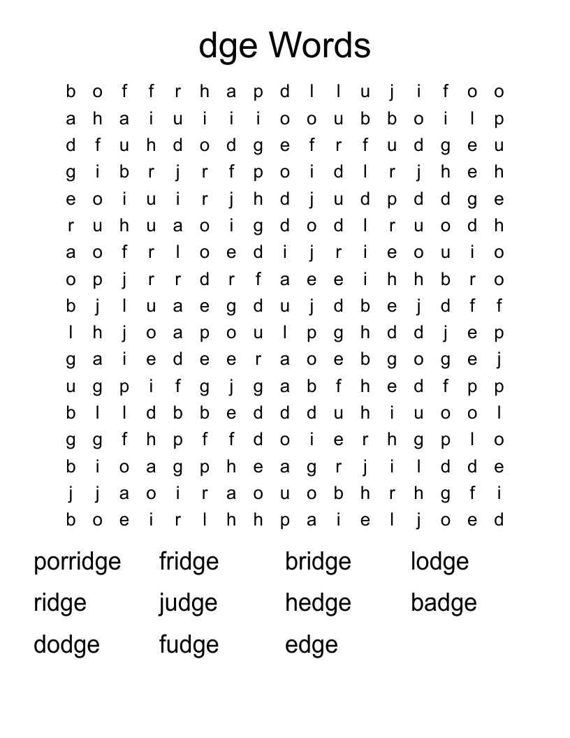 dge Words  Word Search