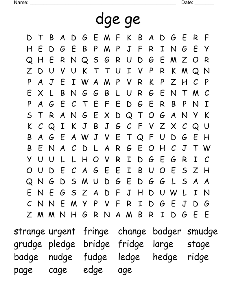 dge ge Word Search