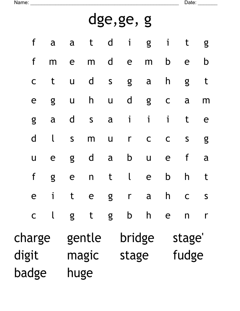 dge,ge, g Word Search