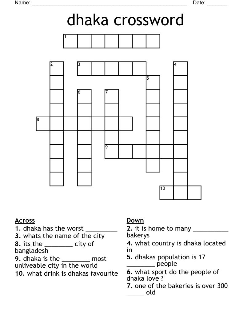 dhaka crossword 