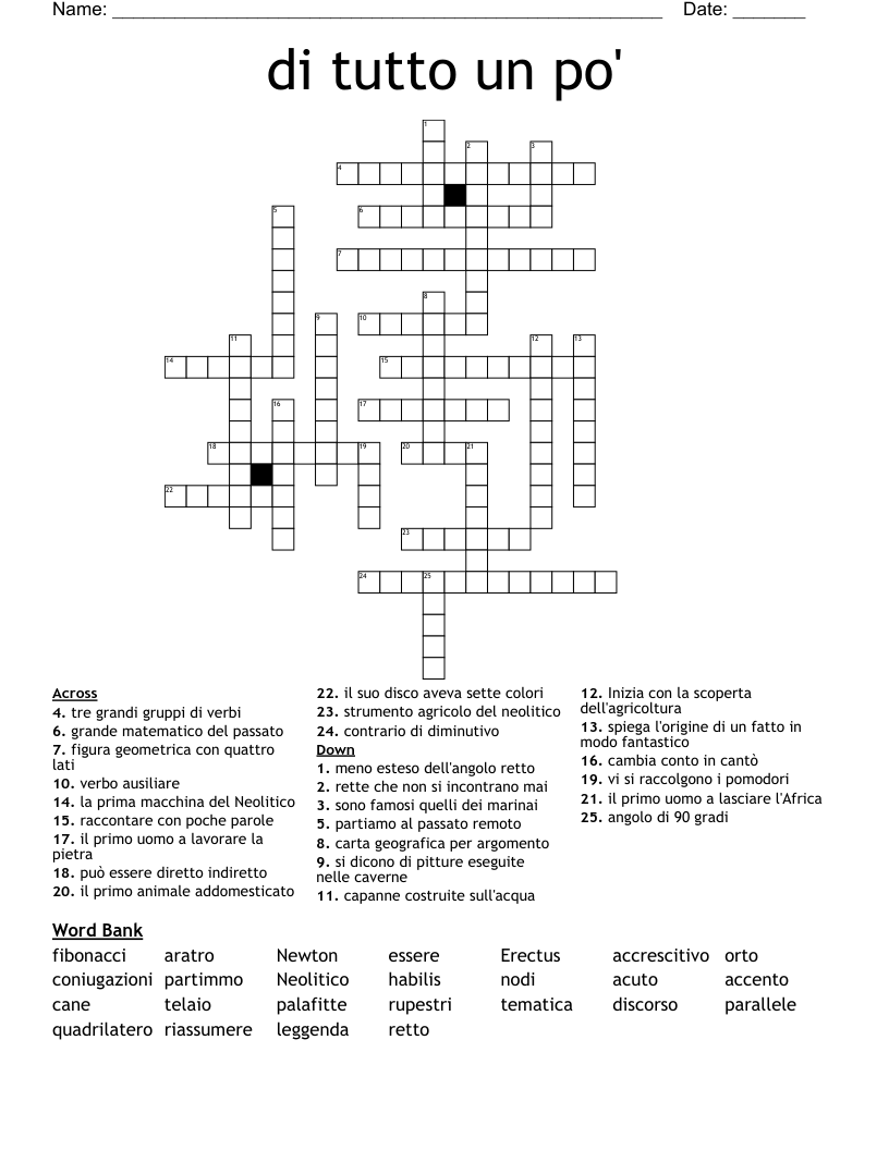 di tutto un po' Crossword