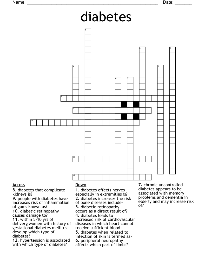 diabetes Crossword
