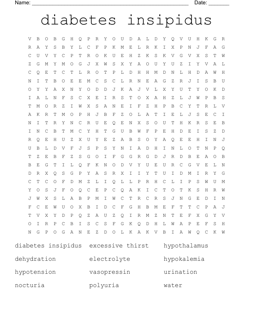 diabetes insipidus Word Search