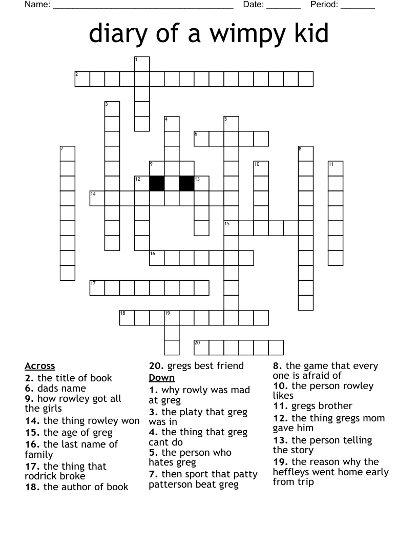 diary of a wimpy kid  Crossword