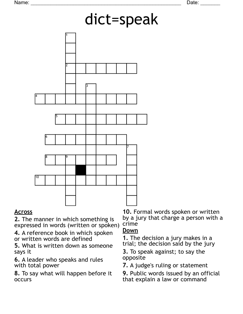 dict=speak Crossword