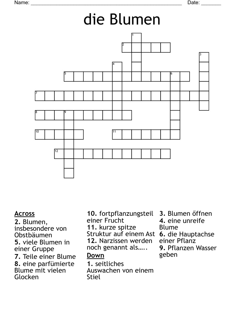 die Blumen Crossword
