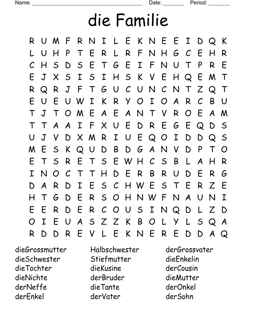 die Familie Word Search