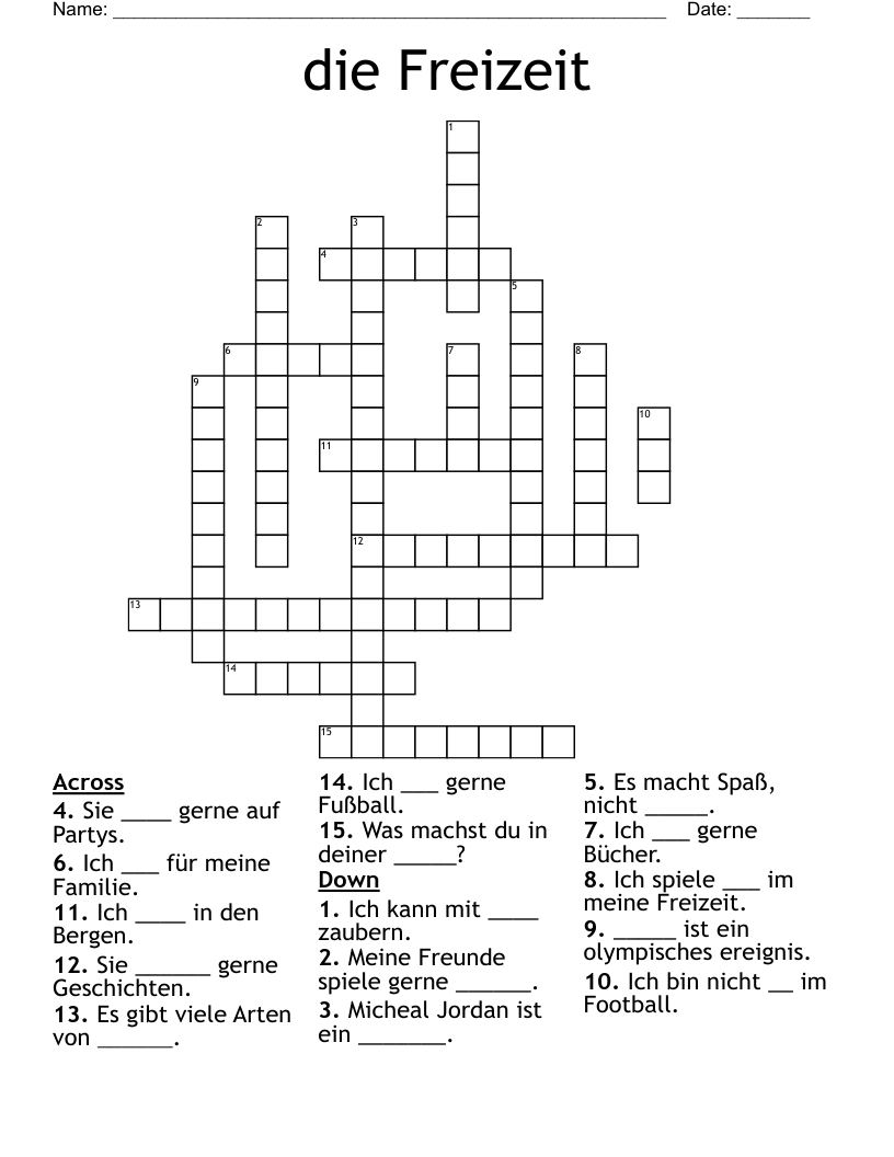 die Freizeit Crossword