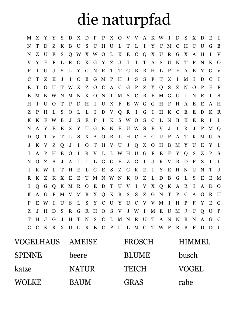 die naturpfad Word Search
