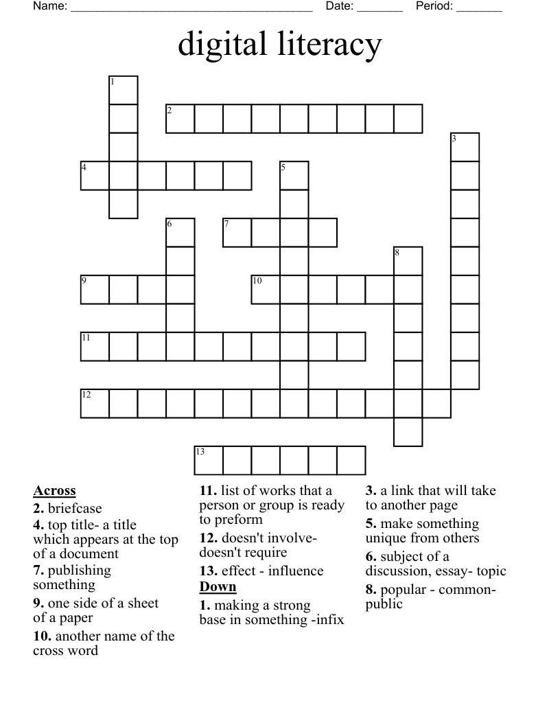 digital literacy  Crossword