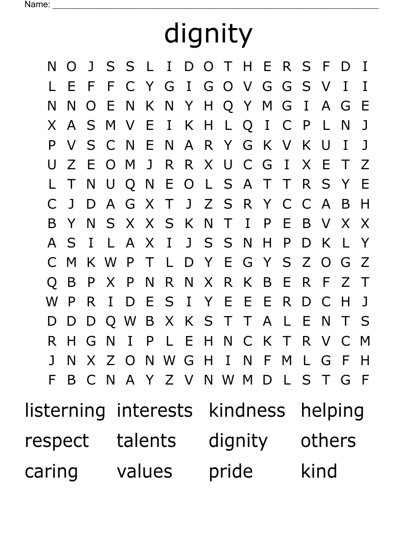 dignity Word Search