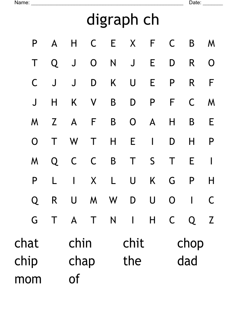 digraph ch Word Search