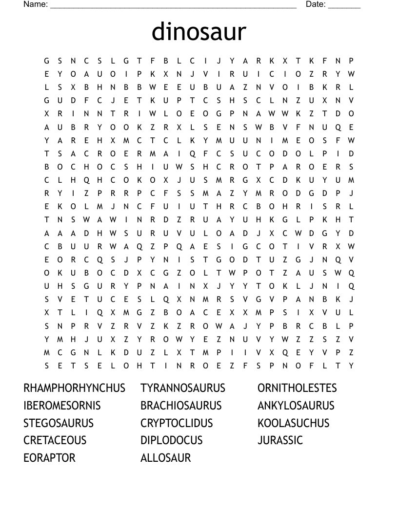 dinosaur Word Search