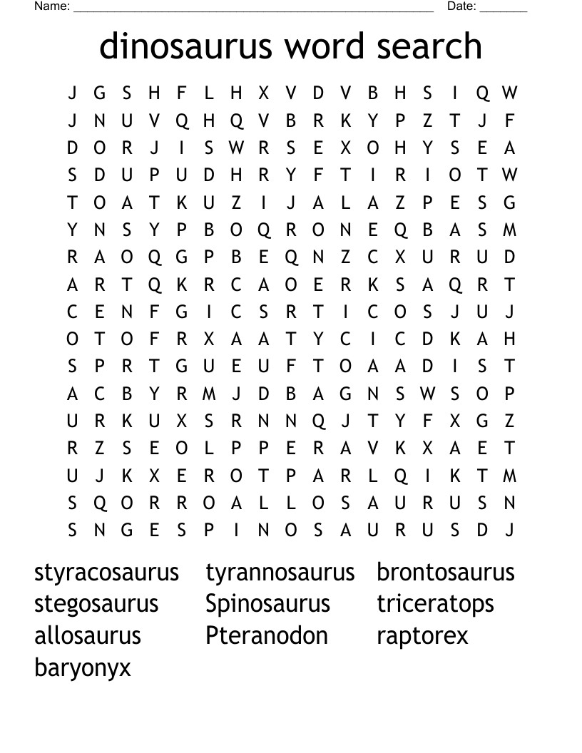 dinosaurus word search