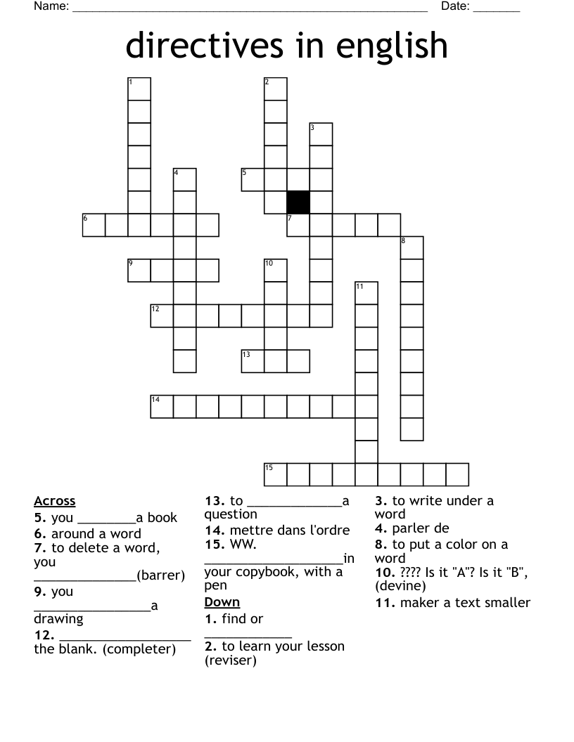 directives in english Crossword