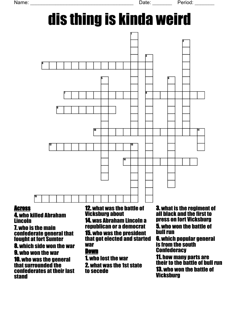 dis thing is kinda weird  Crossword