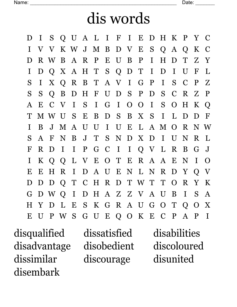 dis words Word Search