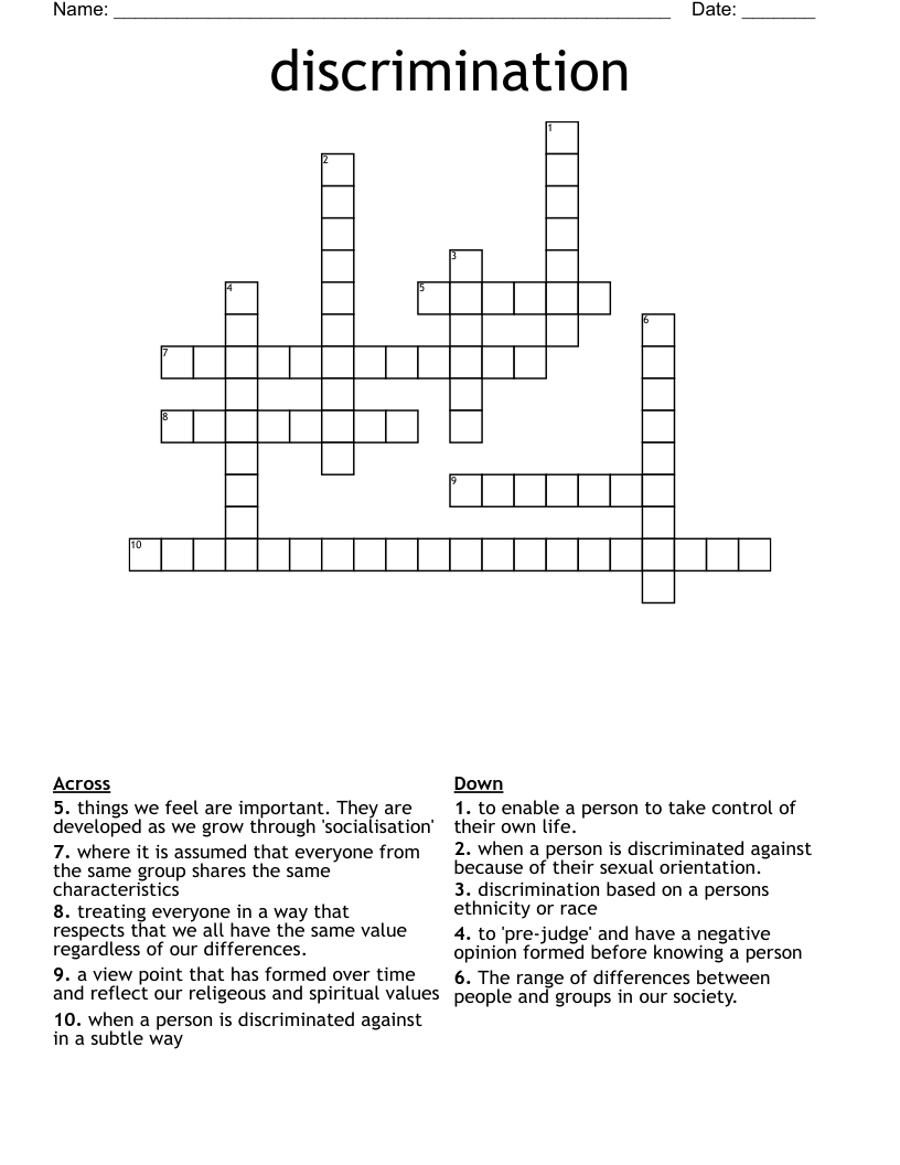 discrimination Crossword
