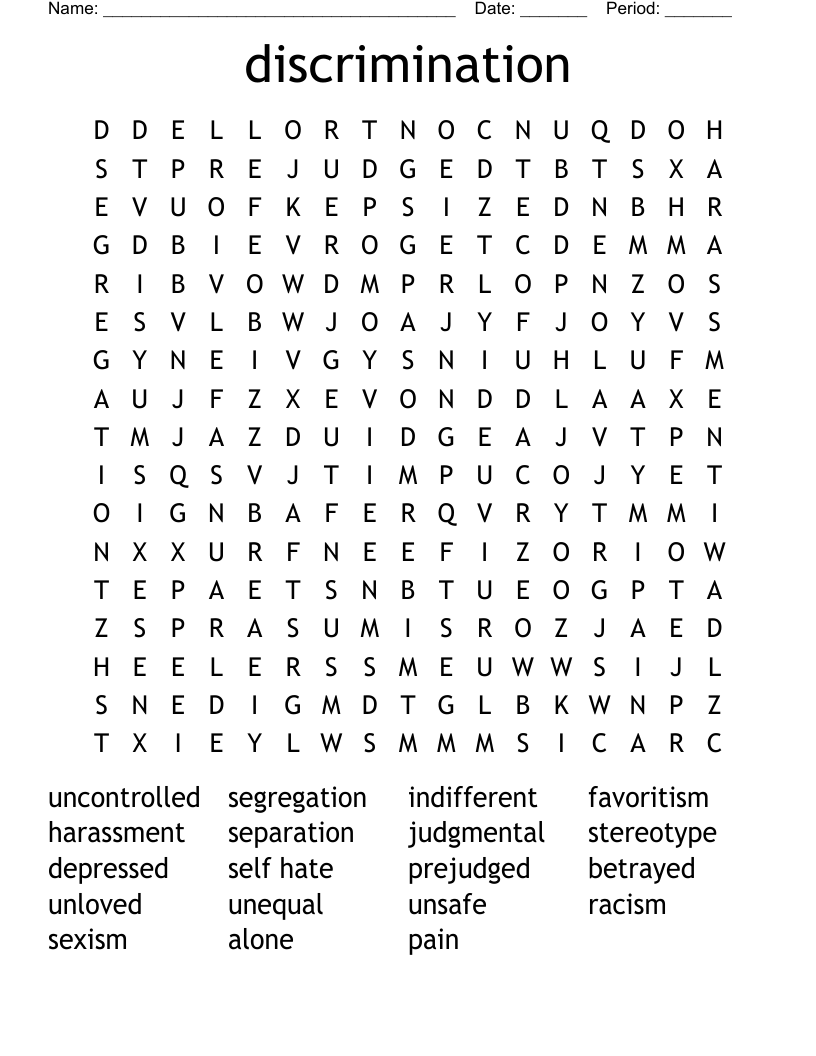 discrimination  Word Search