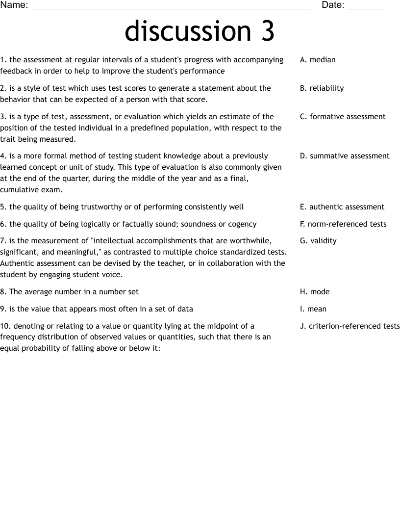 discussion 3 Worksheet