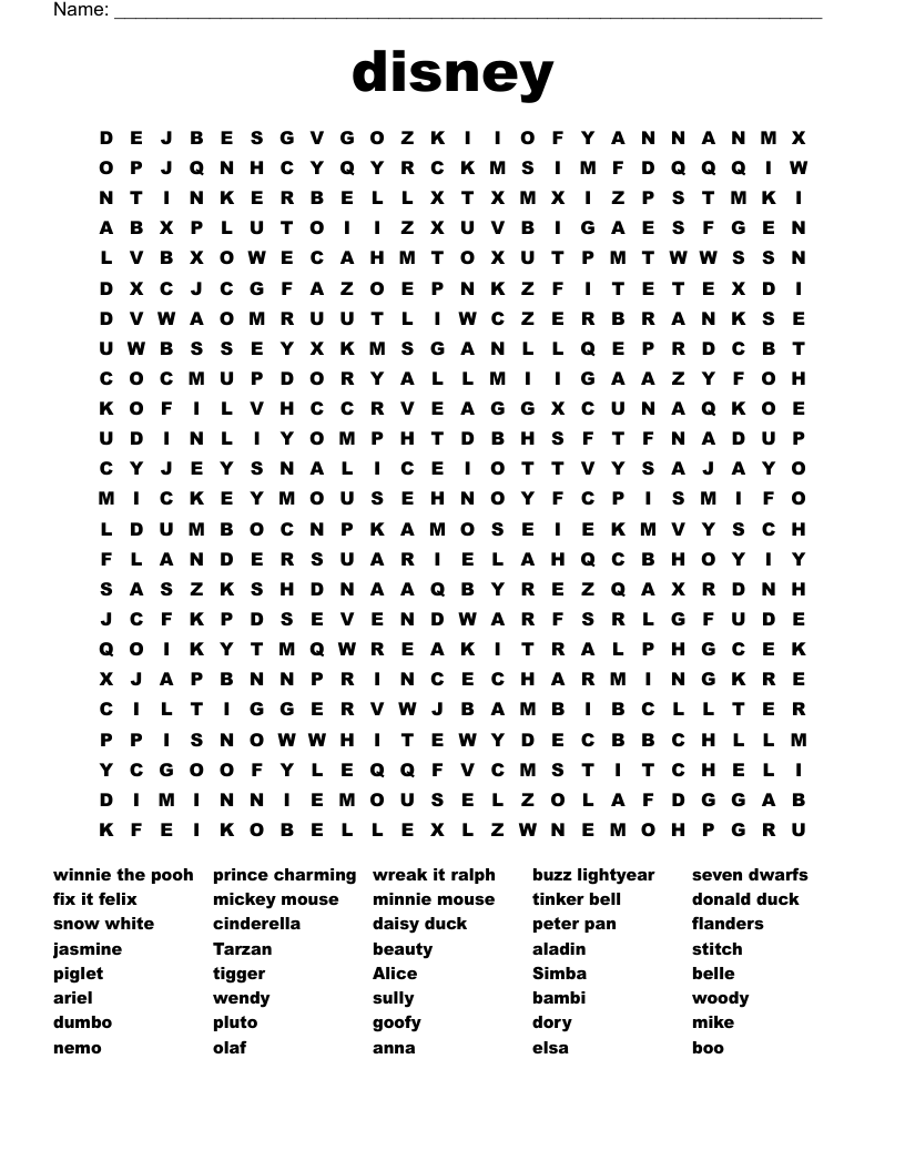 disney Word Search