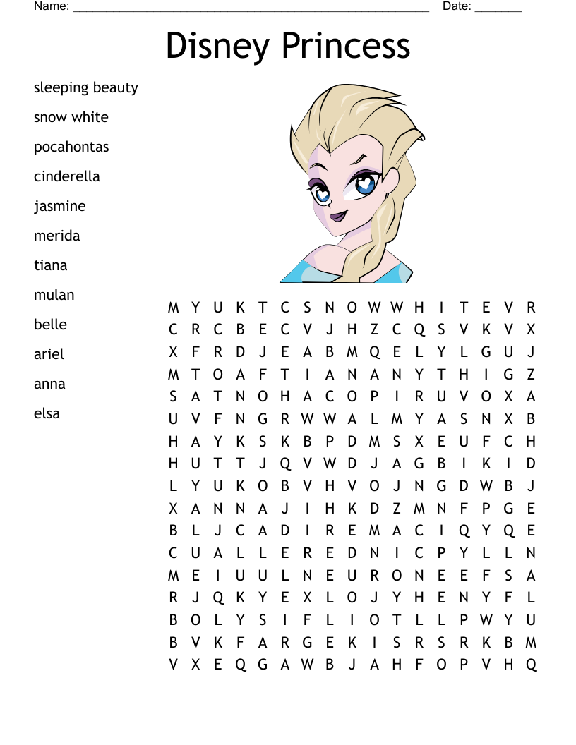 Disney Princess Word Search