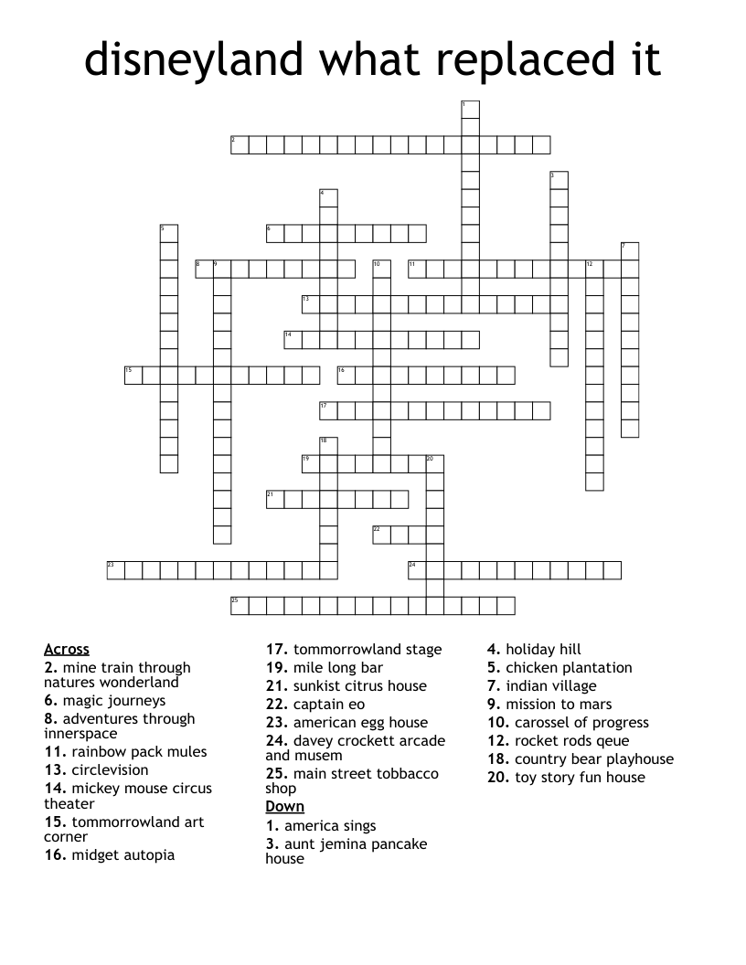 disneyland what replaced it  Crossword